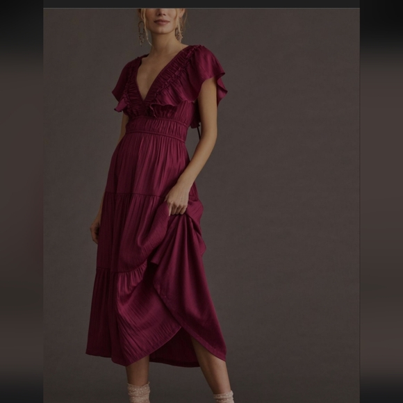 Anthropologie Dresses & Skirts - Anthropologie Deep Red Midi Dress